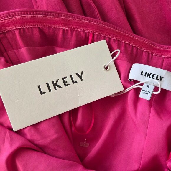 Likely Merino Dress Size 2 Fuchsia Pink Strapless Prom Homecoming Big Bow NEW - Picture 11 of 15